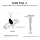 4x8mm Marquise Cut Black Onyx Solitaire Ring Set with Moissanite Band AAA - Rosec Jewels