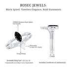 Rosec Jewels-Natural Black Spinel Wedding Engagement Ring Set with Moissanite