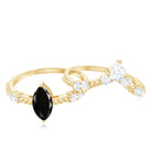 Rosec Jewels-Natural Black Spinel Wedding Engagement Ring Set with Moissanite