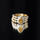 Rosec Jewels-Pear Cut Citrine Bridal Trio Ring Set with Moissanite Band