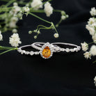 Rosec Jewels-Pear Cut Citrine Bridal Trio Ring Set with Moissanite Band