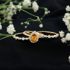 Rosec Jewels-Pear Cut Citrine Bridal Trio Ring Set with Moissanite Band