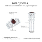 Real 5X7mm Pear Shape Garnet 3 Piece Wedding Ring Set AAA - Rosec Jewels
