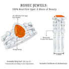 Rosec Jewels-Pear Cut Fire Opal Bridal Trio Ring Set with Moissanite Band