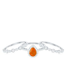 Rosec Jewels-Pear Cut Fire Opal Bridal Trio Ring Set with Moissanite Band