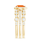 Rosec Jewels-Pear Cut Fire Opal Bridal Trio Ring Set with Moissanite Band