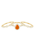 Rosec Jewels-Pear Cut Fire Opal Bridal Trio Ring Set with Moissanite Band