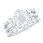 Rosec Jewels-Pear Cut Moonstone Bridal Trio Ring Set with Moissanite Band