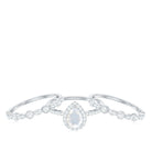 Rosec Jewels-Pear Cut Moonstone Bridal Trio Ring Set with Moissanite Band