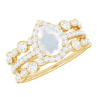 Rosec Jewels-Pear Cut Moonstone Bridal Trio Ring Set with Moissanite Band