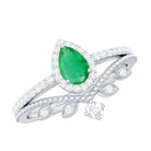 Vintage Looking Emerald Diamond Designer Engagement Wedding Ring Set AAA - Rosec Jewels