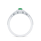 Vintage Looking Emerald Diamond Designer Engagement Wedding Ring Set AAA - Rosec Jewels