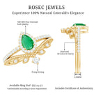 Vintage Looking Emerald Diamond Designer Engagement Wedding Ring Set AAA - Rosec Jewels
