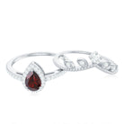 Rosec Jewels-Natural Garnet Diamond Vintage Wedding Bridal Ring Set
