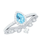 Rosec Jewels-Vintage Looking Aquamarine and Diamond Teardrop Wedding Ring Set for Women