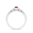 Rosec Jewels-Vintage Looking Pear Shape Ruby Diamond Engagement Ring with Enhancer