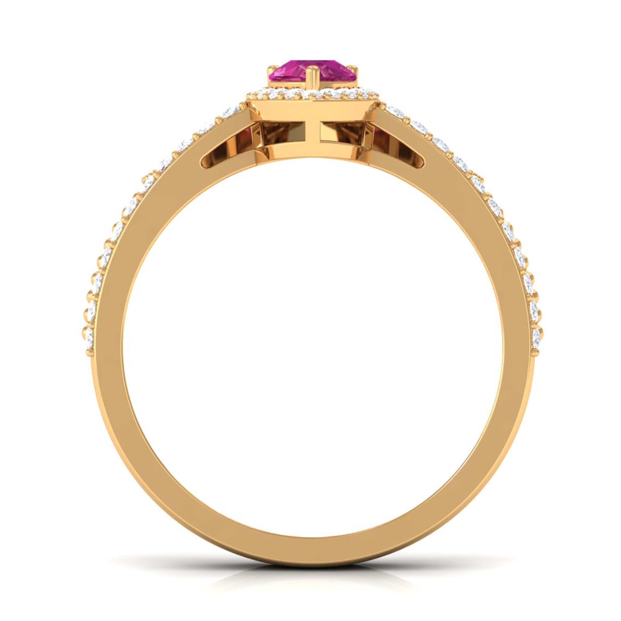 Pink tourmaline Vintage Teardrop Wedding Ring Set with Diamond AAA - Rosec Jewels