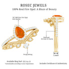 Rosec Jewels-Vintage Inspired Fire Opal Teardrop Wedding Ring Set with Diamond