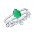 Rosec Jewels-Vintage Style Emerald Diamond Wedding Bridal Ring Set