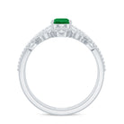 Rosec Jewels-Vintage Style Emerald Diamond Wedding Bridal Ring Set