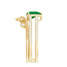 Rosec Jewels-Vintage Style Emerald Diamond Wedding Bridal Ring Set