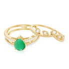 Rosec Jewels-Vintage Style Emerald Diamond Wedding Bridal Ring Set