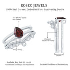 Rosec Jewels-Natural Garnet Diamond Double Band Engagement Ring Wedding Band