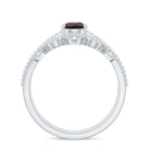 Rosec Jewels-Natural Garnet Diamond Double Band Engagement Ring Wedding Band