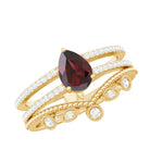 Rosec Jewels-Natural Garnet Diamond Double Band Engagement Ring Wedding Band