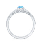 1 Carat Aquamarine and Diamond Teardrop Engagement Ring with Enhancer AAA - Rosec Jewels