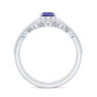 Rosec Jewels-Real Tanzanite Diamond Double Band Engagement Ring with Curved Wedding Band