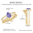 Rosec Jewels-Real Tanzanite Diamond Double Band Engagement Ring with Curved Wedding Band
