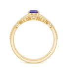 Rosec Jewels-Real Tanzanite Diamond Double Band Engagement Ring with Curved Wedding Band