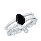 Rosec Jewels-Vintage Style Black Spinel Diamond Wedding Ring Set for Women