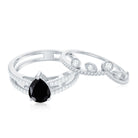 Rosec Jewels-Vintage Style Black Spinel Diamond Wedding Ring Set for Women