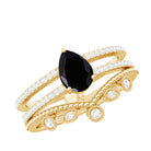 Rosec Jewels-Vintage Style Black Spinel Diamond Wedding Ring Set for Women
