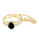 Rosec Jewels-Vintage Style Black Spinel Diamond Wedding Ring Set for Women