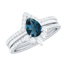 Rosec Jewels-Pear Shape London Blue Topaz and Diamond Trio Ring Set