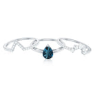 Rosec Jewels-Pear Shape London Blue Topaz and Diamond Trio Ring Set