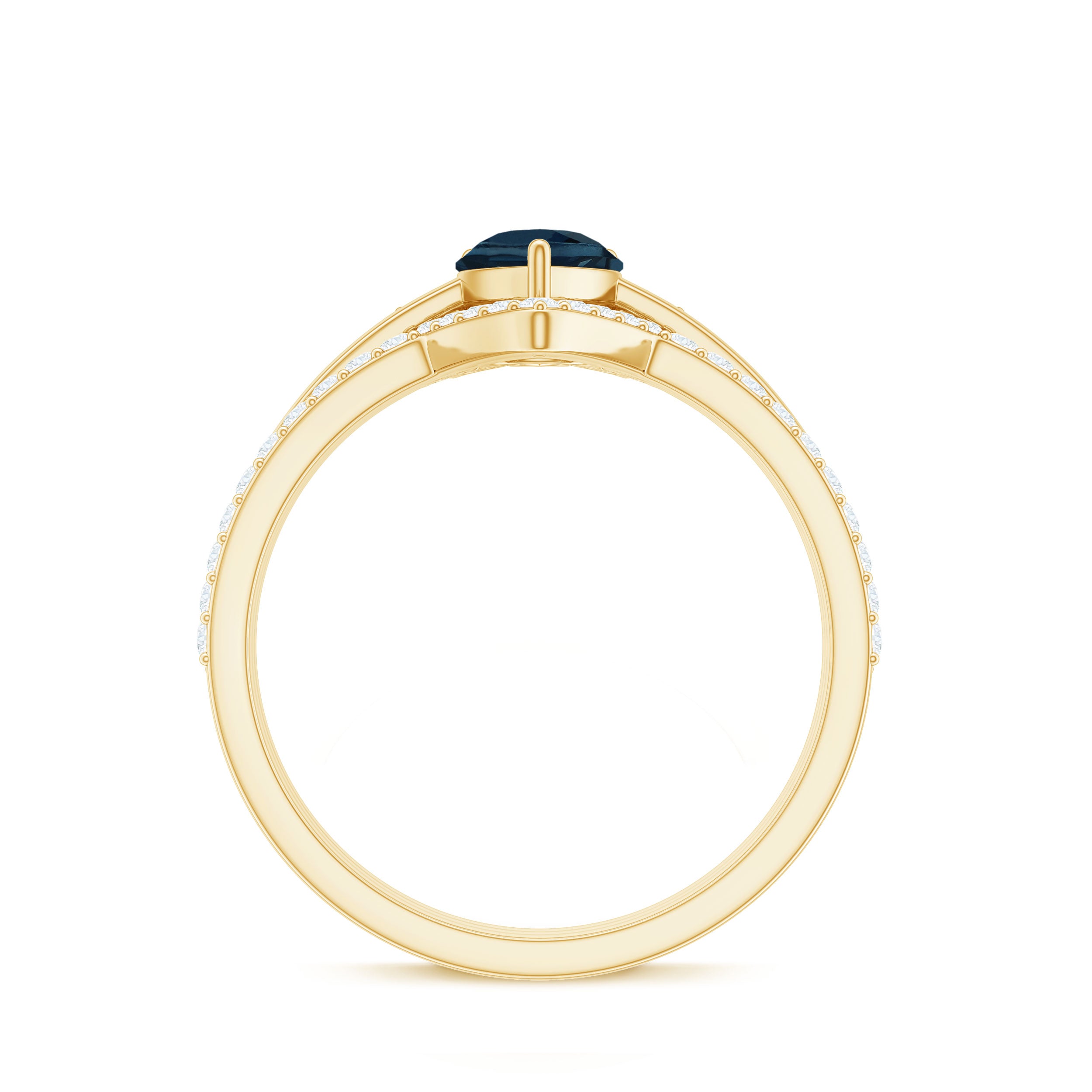 Rosec Jewels-Pear Shape London Blue Topaz and Diamond Trio Ring Set