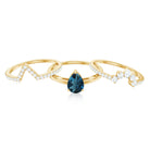 Rosec Jewels-Pear Shape London Blue Topaz and Diamond Trio Ring Set