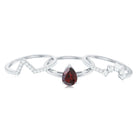 Rosec Jewels-Natural Pear Shaped Garnet Diamond 3 Piece Bridal Ring Set