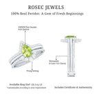 Certified Real 1 Carat Peridot Trio Wedding Ring Set with Moissanite AAA - Rosec Jewels