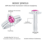 Pear Cut Pink Tourmaline Trio Wedding Ring Set with Moissanite AAA - Rosec Jewels