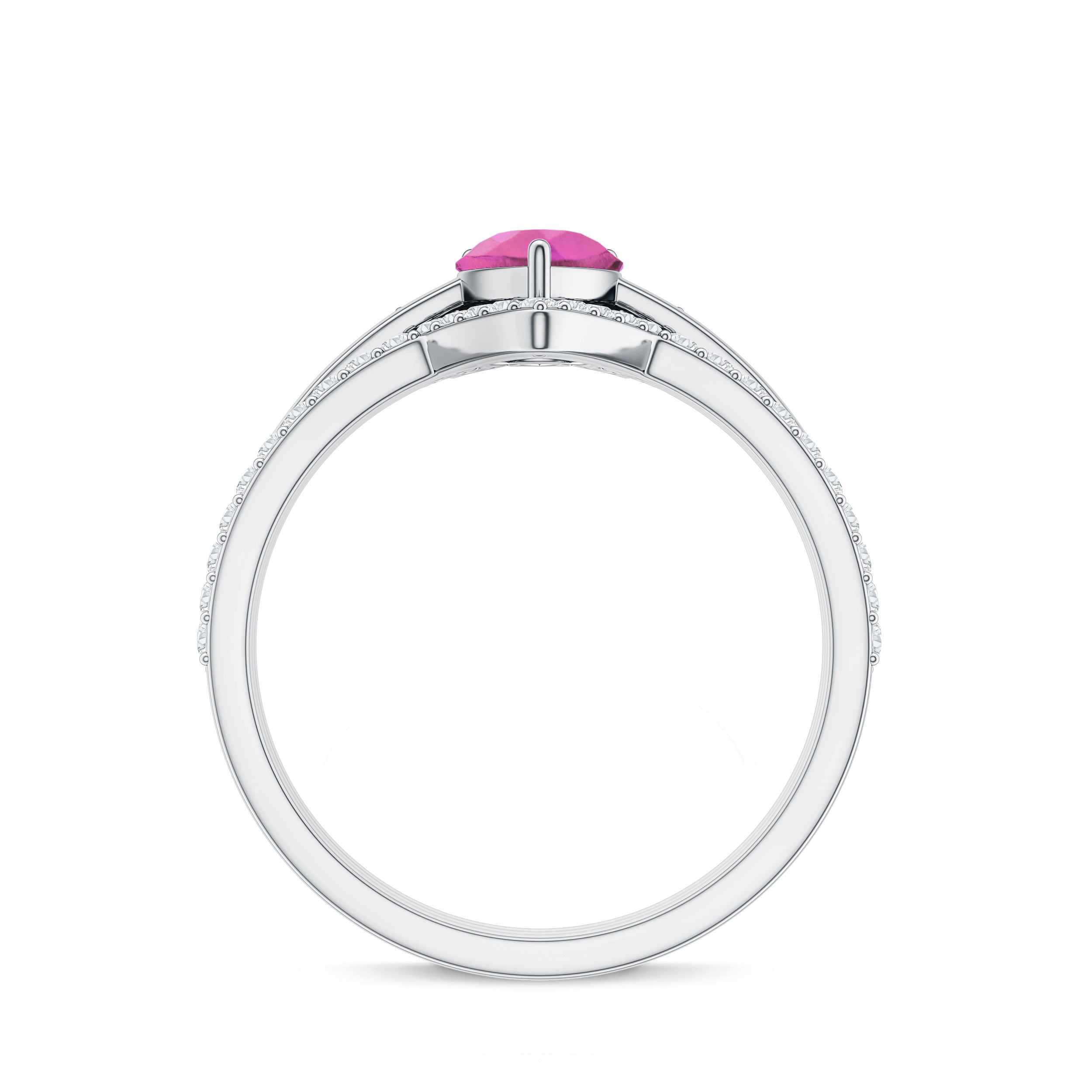 Pear Cut Pink Tourmaline Trio Wedding Ring Set with Moissanite AAA - Rosec Jewels