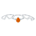 Rosec Jewels-Pear Cut Fire Opal Trio Wedding Ring Set with Moissanite