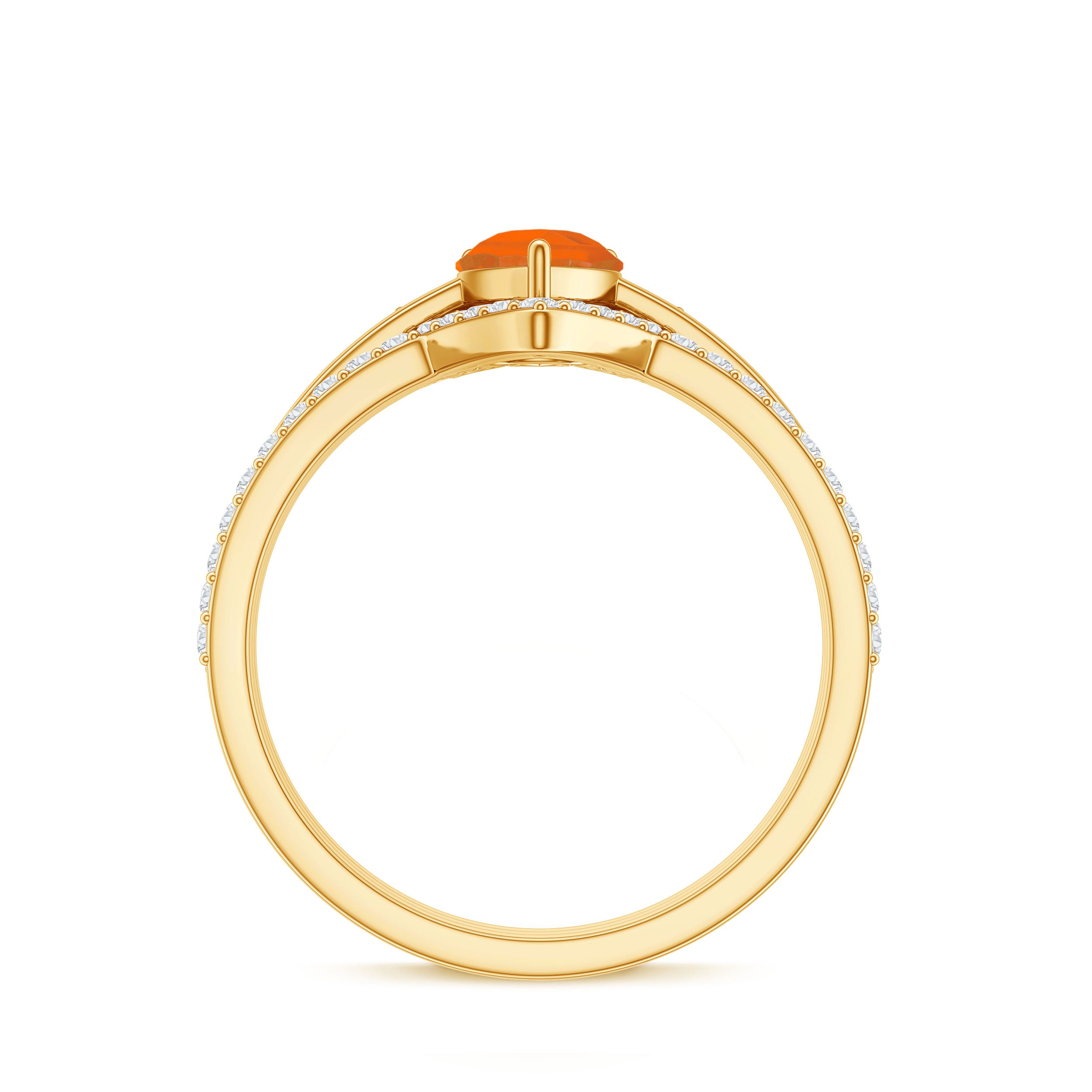 Pear Cut Fire Opal Trio Wedding Ring Set with Moissanite AAA - Rosec Jewels