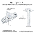 Pear Cut Moonstone Trio Wedding Ring Set with Moissanite AAA - Rosec Jewels