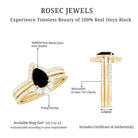 6X8mm Pear Shaped Black Onyx Engagement Ring With Ring Guards AAA - Rosec Jewels