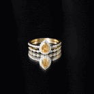 Real 0.6 Carat Citrine Teardrop Bridal Ring Set with Diamond AAA - Rosec Jewels